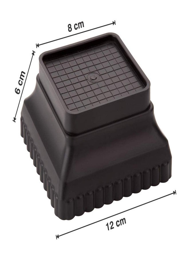 Kitchenwell Multi-Purpose 4 Pieces Step Square Plastic Stand,Foot and Stand for Almirah, Wardrobe, Refrigerator, Sofa, Sleeping Bed, Dinning Table and Dressing Table(Black, Step Square -Set of 4) - Image 3